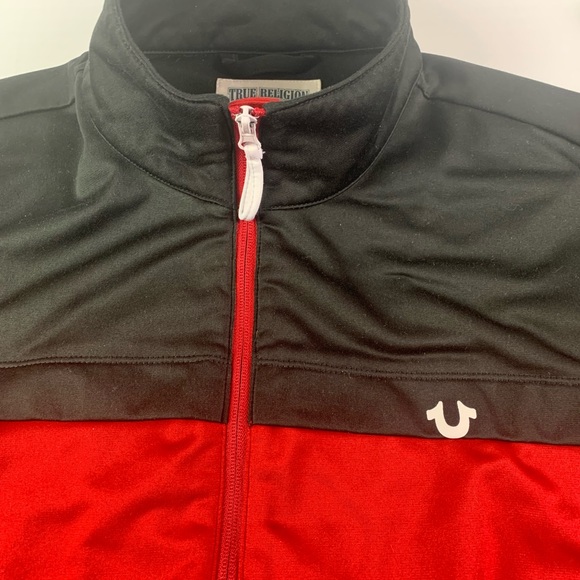 TRUE RELIGION Mens Full Zip Track Jacket Size XXL Red/Black - Picture 5 of 10
